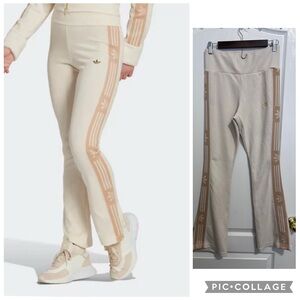 Adidas Women's Cream and Tan Track wide leg Pants size M